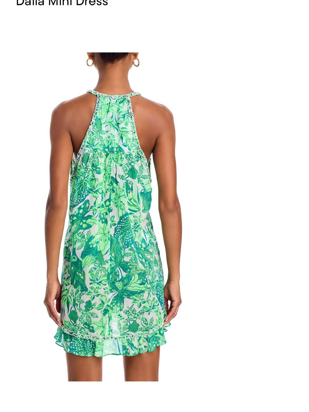 Poupette St. Barth Green Tropical Leaf Halter Mini Dress - Picture 2 of 5